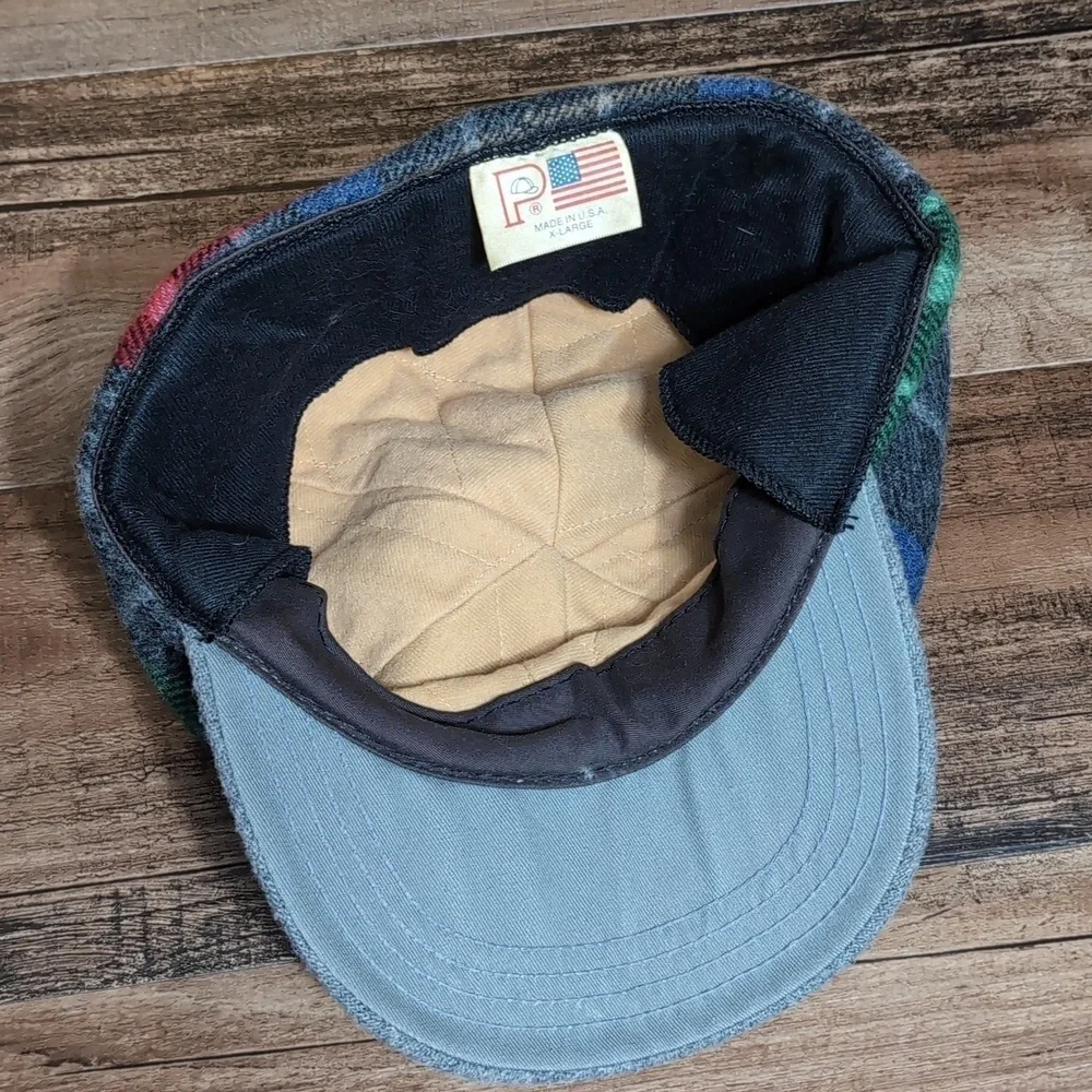 Vintage Plaid Trapper Hat Ear Flaps Size XL Made In The USA